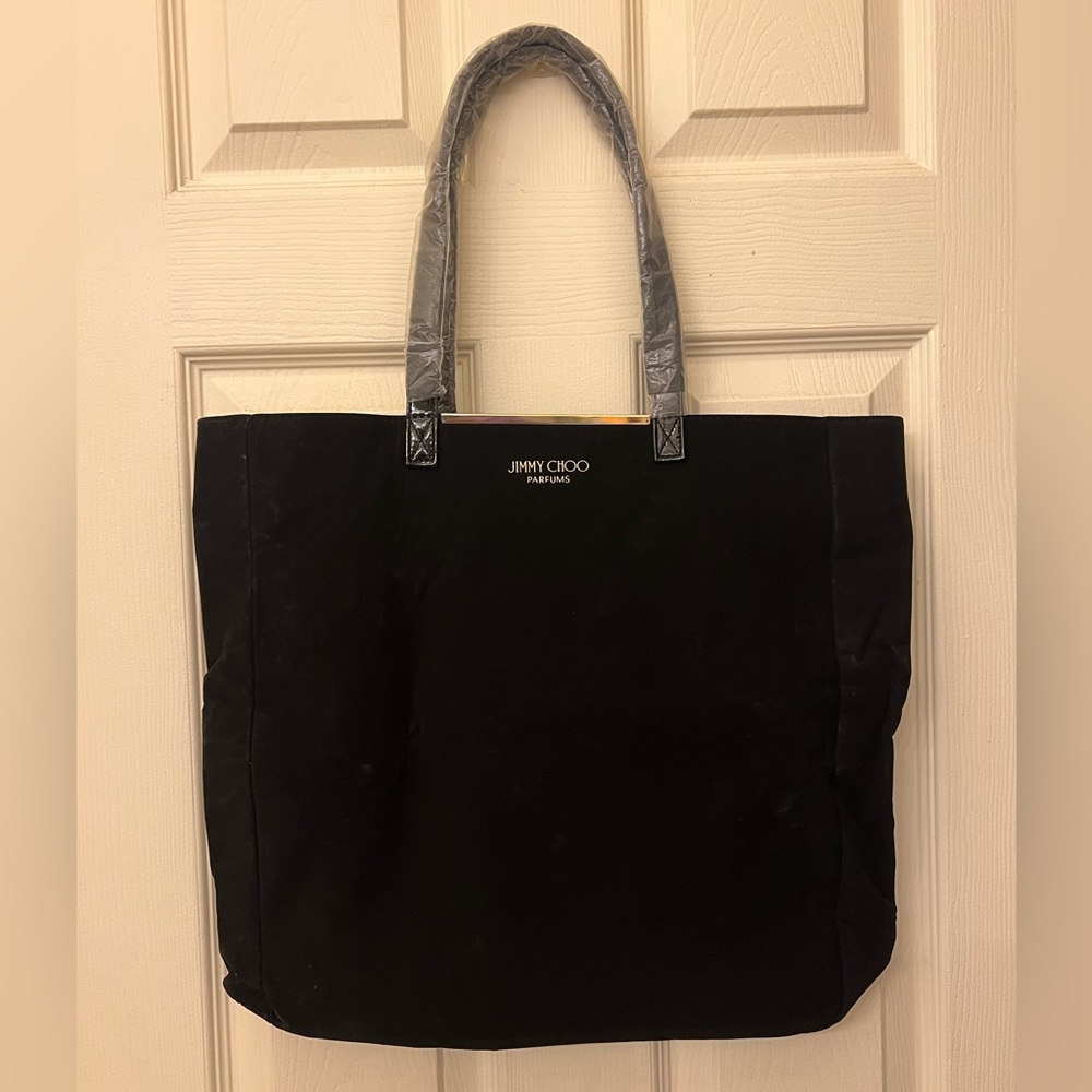 Jimmy Choo Parfums Tote, Black, Suede, New